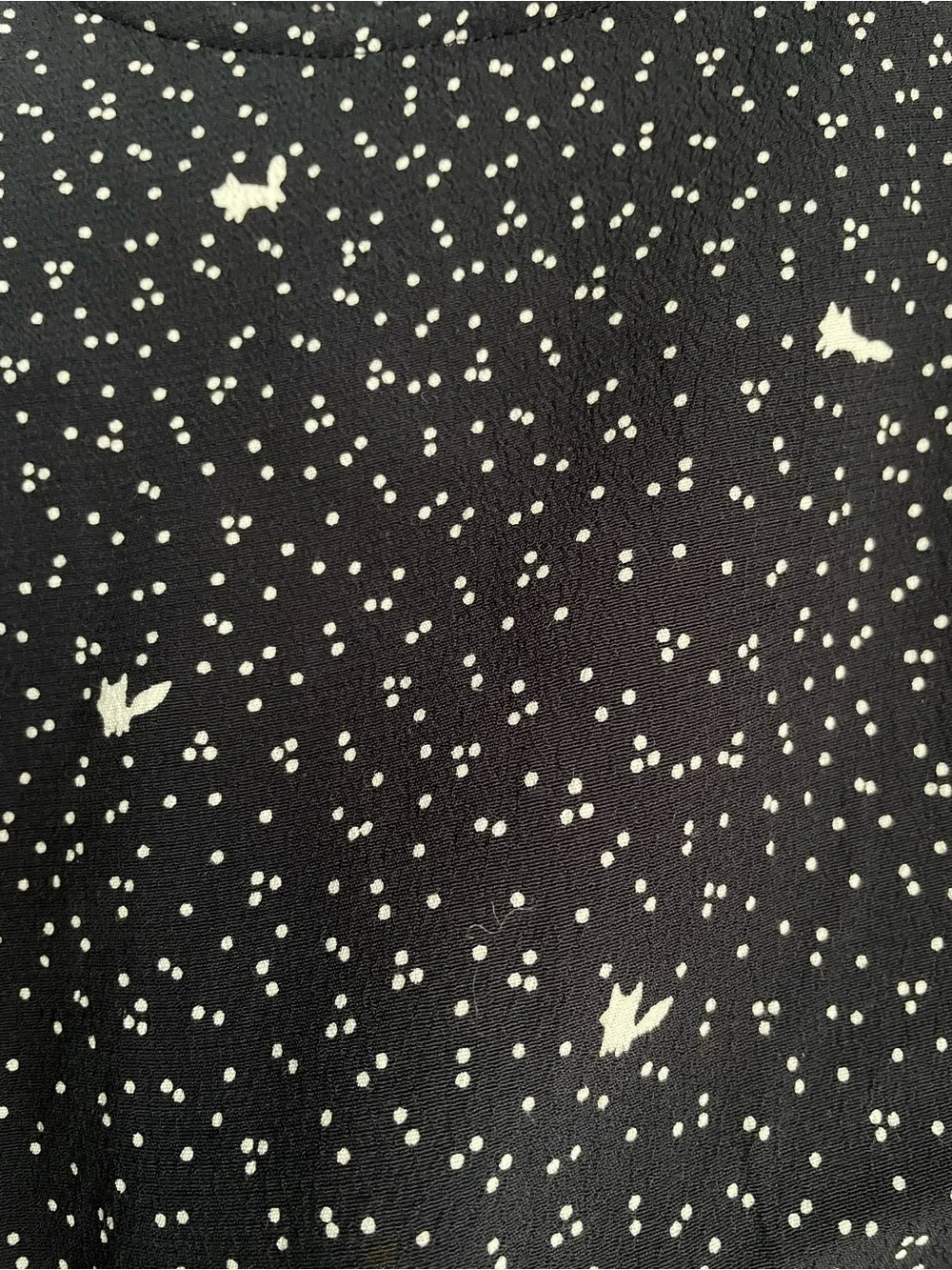 DES PETITS HAUTS Black Long Sleeve Peplum Button Top with White Micro Print - Picture 5 of 15
